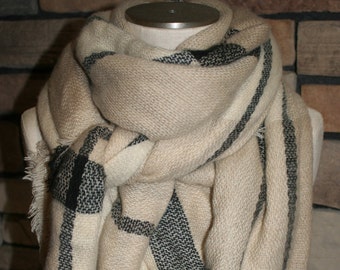 Plaid Tartan Blanket Beige Plaid Scarf Scarves Zara Style Plaid Bloggers Favorite-Monogram Avail-Womans Accessories