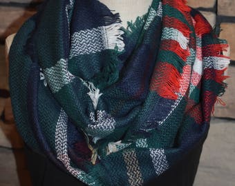 Buffalo Plaid Tartan Blanket Infinity Scarf Christmas Plaid Scarf Scarves Zara Style Plaid New Favorite-New Color-Monogramming Avail