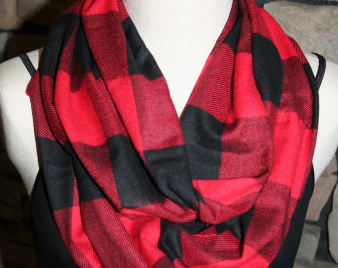Buffalo Red Plaid Infinity Scarf Cashmere Red and Black Plaid - Etsy