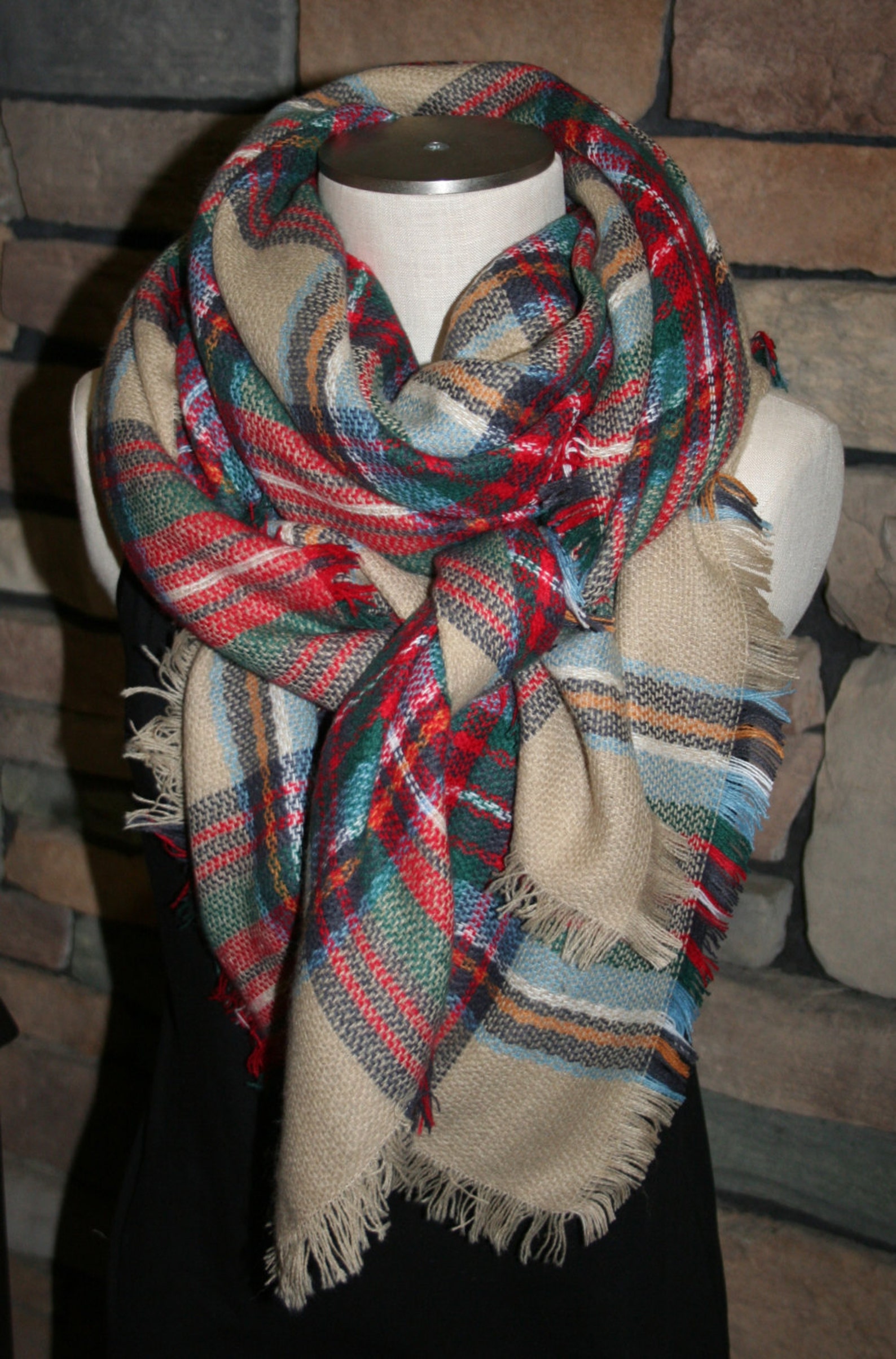 Plaid Tartan Blanket Scarf Multicolor Plaid Scarf Valentines - Etsy