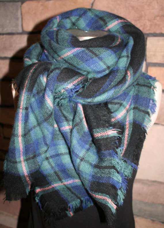 navy plaid scarf