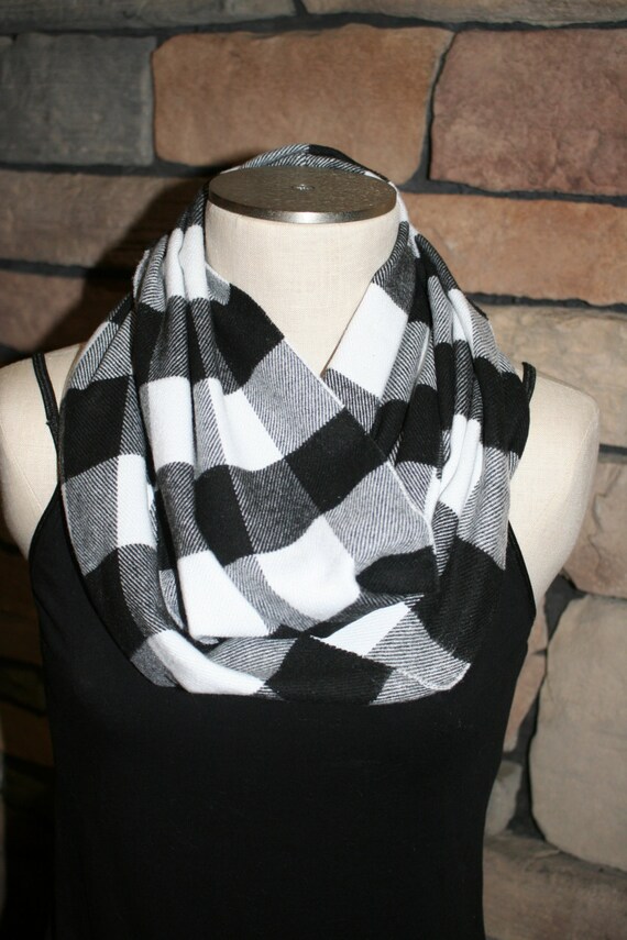 Black and white plaid infinity scarf deals
