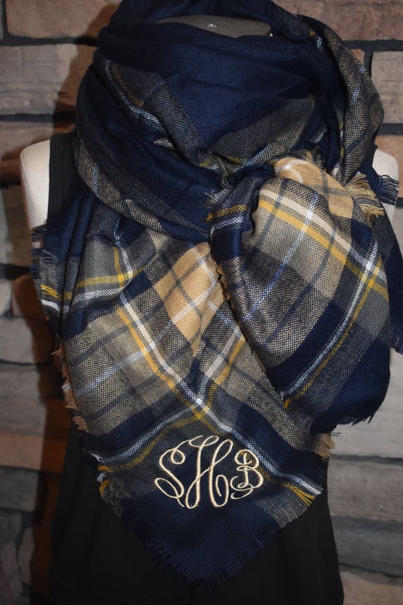 navy plaid scarf