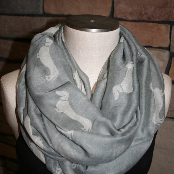 Foulard gris gris teckel Weiner impression chien chien saucisse écharpe-châle-paréo-Chunky écharpe d’été pour chiens