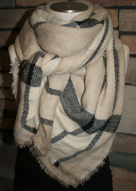 Plaid Tartan Blanket Beige Sciarpa a quadri Sciarpe Zara Stile
