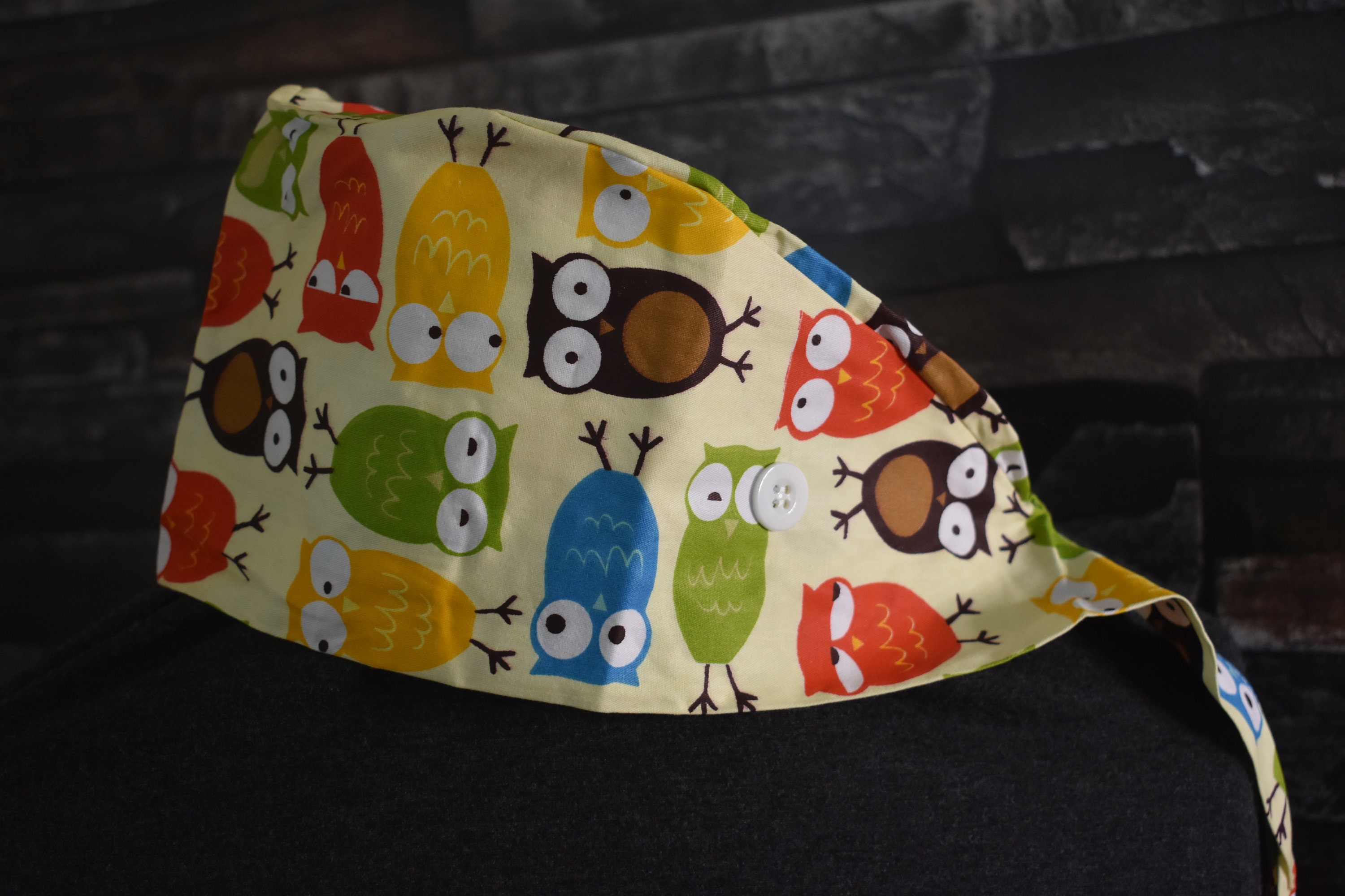Owl Surgical Cap Scrub Cap-Accessories Nurse Ear Saver Chemo Cap Ready to Ship Free Shipping