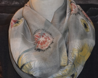 Dandelion Infinity Scarf Gray Scarf Cute Scarf Infinity Scarf Holiday Gift Accessories Birthday