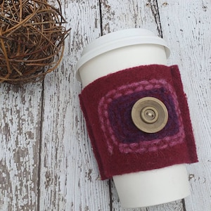 Upcycled Wool Coffee Cozy Reusable Sleeve Stocking Stuffer Felted Wool Coffee Warmer Eco Friendly