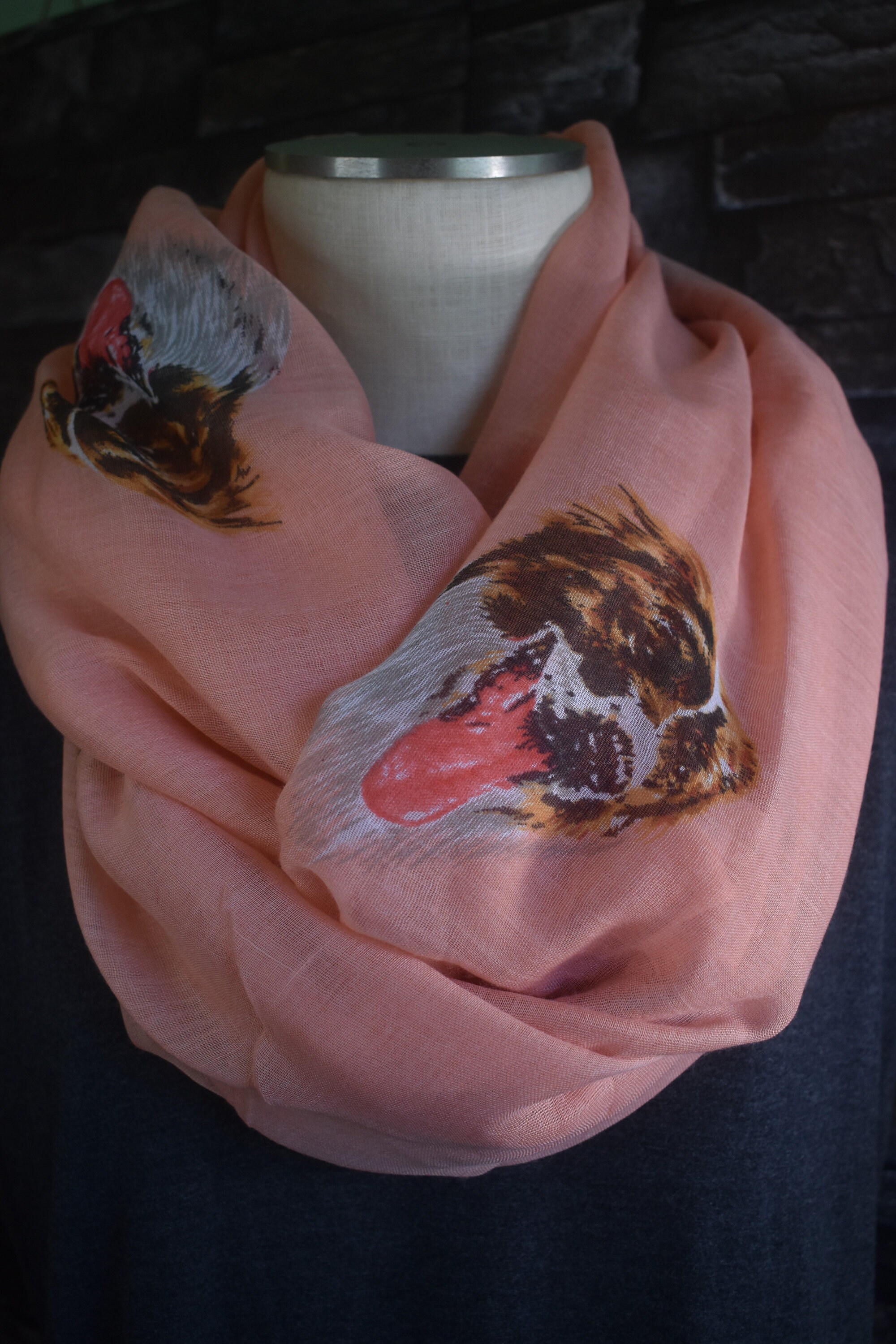 Dog Infinity Scarf Peach Scarf Cute St Bernard Puppy Scarf Infinity Scarf Dog Lover-Hunting Dog-Dog Show-Accessories