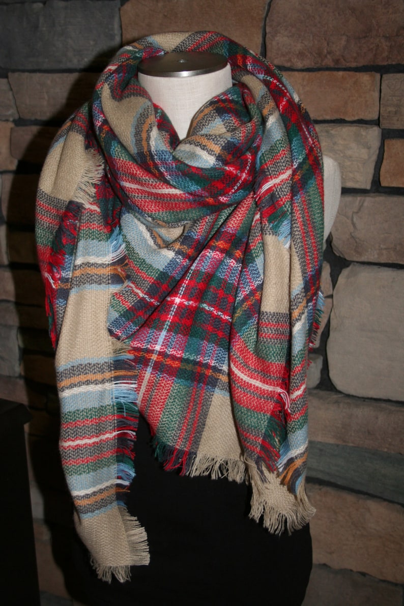 Plaid Tartan Blanket Scarf Multicolor Plaid Scarf Valentines - Etsy