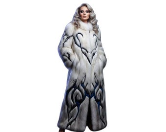 Long manteau blanc de luxe en fausse fourrure