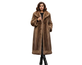 Elegant Brown Faux Fur Long Coat