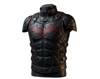 Tactical Red Bat Cosplay Armor Vest - Superhero Leather Body Armor Suit