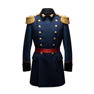 Men's Navy Military Officer Wool Coat, Vintage Steampunk Double
