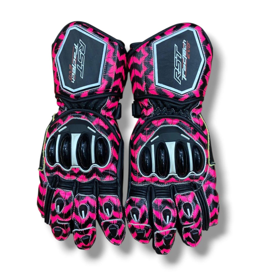 Pink Rst Gear RST Tractech Evo Style Pink & Black Leather Motorcycle Racing Gloves - Etsy