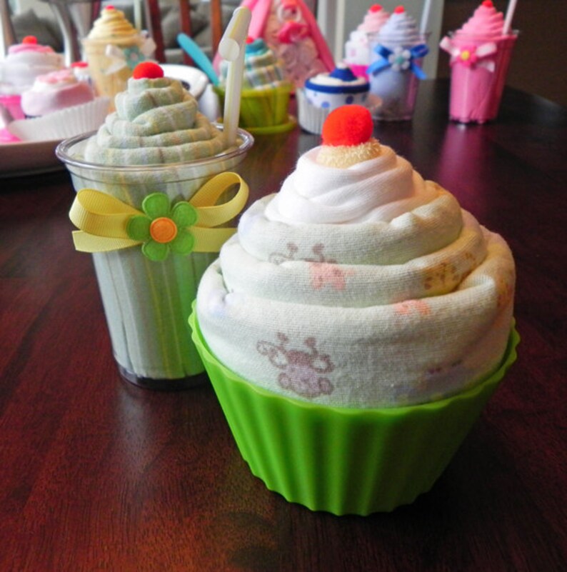 Receiving Blanket Milkshake and Jumbo Baby Cupcake Combo Etsy