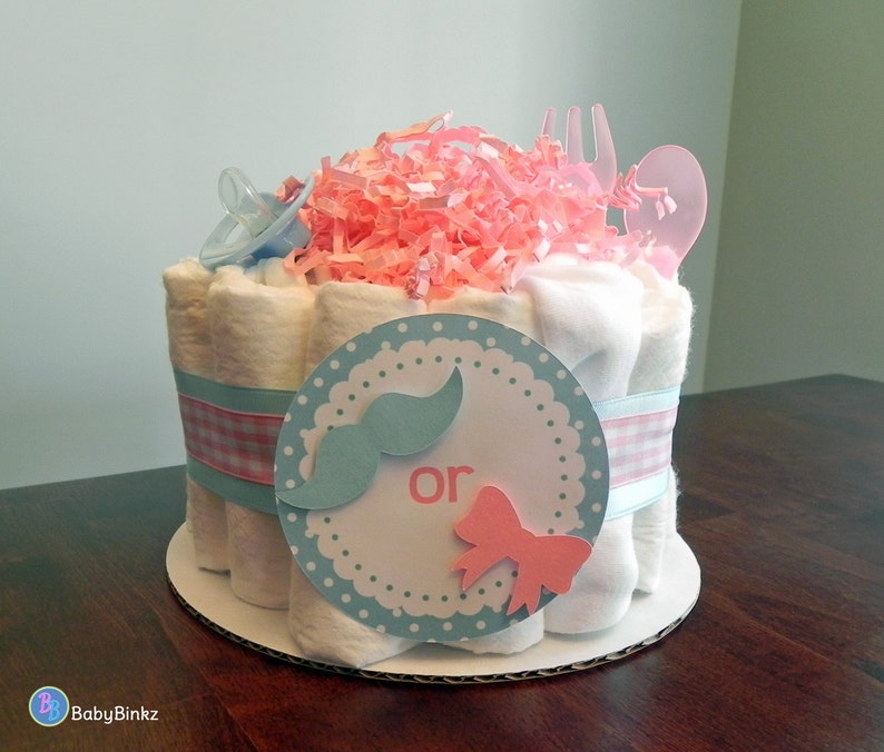 Gender Reveal Diaper Cake One Tier Baby Shower Gender Etsy