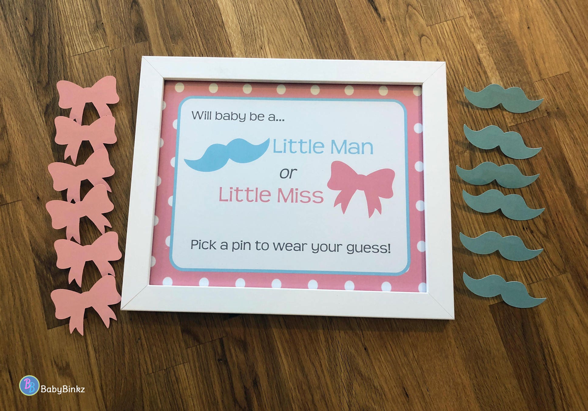 Gender Reveal Pin Set Pins And Sign Party Baby Shower Cut 1