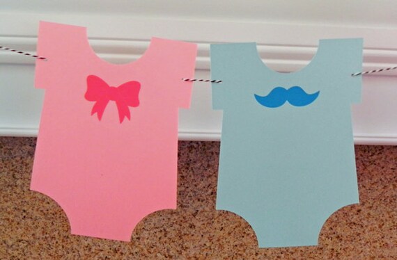 Party Banner die cut mustaches bows garland photo prop Mustache and Pink Bow Garland gender reveal baby shower wedding engagement