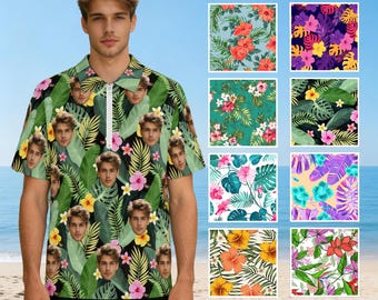 Custom Face Hawaiian Shirt With Pocket Personalized Photo Tropical Shirts Beach Party Outfit