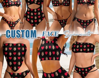 Custom Face One Piece Swimsuit Personalized Photo Bikini Summer Party Bachelorette Gift