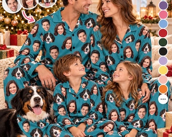 Personalized Family Pajamas, Custom Face Photo Pajama Personalized Face Print Sleepwear Set, Couple Pajamas, Photo Gift, All Sizes