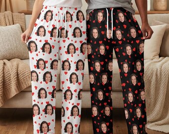 Custom Pajama Pants with Face,Valentine's Day gifts, Boyfriend Photo Lounge Pants Customized Mens PJ Pants XS-5XL