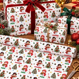 Papel de regalo navideño personalizado, papel de regalo con foto y nombre personalizados, papel de regalo navideño con rostro personalizado, papel de regalo de Navidad