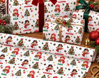 Personalized Christmas Wrapping Paper, Custom Photo & Name Gift Wrap, Custom Face Holiday Wrapping Paper, Christmas Gift Paper