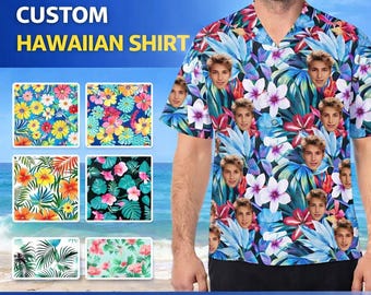 Custom Hawaiian Shirt with Face,Personalized Photo Aloha Beach Shirt,Summer Vacation Party Gift