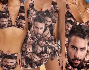 Custom Face Bathing Suit Personalized Photo Swimsuit Summer Beach Bachelorette Party Swimwear