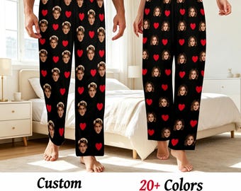 Personalized Face Pajama Pants, Custom photo Sleepwear,Family Maitching Outfit,Birthday Party gift