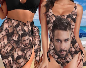 Custom Face One Piece Personalized Photo Swimsuit Customized Bachelorette Party Bathing Suit