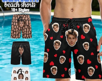 Custom Face Beach Shorts Personalized Photo Swim Trunks Bachelor Party Gift