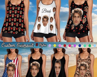 Personalized Bathing Suit with Face Custom Photo Swimwear Bachelorette Party Gift