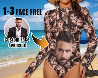 Custom Face Swimsuit: Personalized Photo Print One-Piece Swimwear Customized Bachelorette Party Bathing Suit
