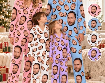 Custom Face Pajamas, Personalized Photo Pajama Set, Matching Family PJs, Funny Face Sleepwear, Custom Picture Pajamas, Photo Gift
