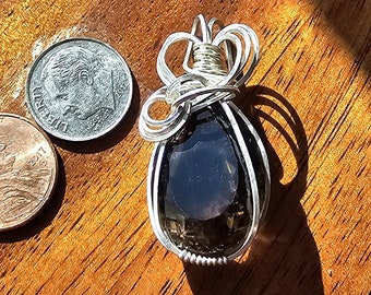 Sterling Silver Wire Wrapped Faceted Smoky Quartz