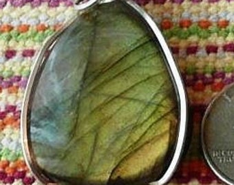 Sterling Silver Wrapped Labradorite Pendant