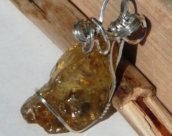 Sterling Silver Wrapped Citrine Pendant