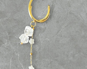 Raw Quartz Ear Cuff, Gold Ear Cuff, Minimalist Crystal Ear Wrap, Dainty Quartz Jewelry, Non Pierced Ear Cuff, Handmade Natural Stone Jewelry