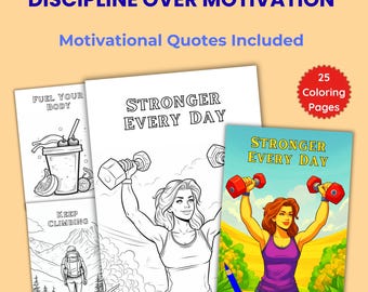 Fitness Ausmalbilder | Aktivitätenbuch für Erwachsene Motivation | 25 PDF Download Designs Zur Entspannung