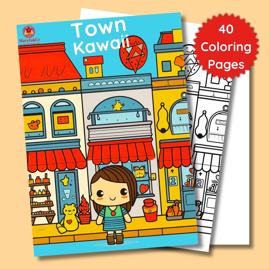 Kawaii Town Coloring Pages | Kawaii Activity Book for Kids | 40 Page ...
