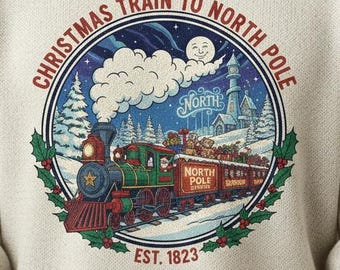 Vintage North Pole Train Express Christmas Art Print - Nostalgic Holiday Decor