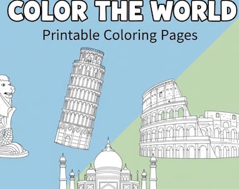 World Landmarks Coloring Book | 100+ Architecture Art Pages (Digital Download)
