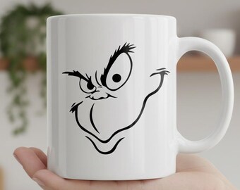 Grinch SVG Grinch Face Grinning Merry Grinchmas Ornament Instant Download