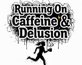 Funny Caffeine and Delusion Design | Coffee Lover SVG, PDF, PNG (Digital Download)