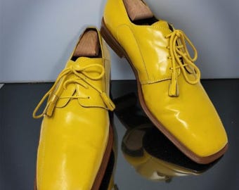 Handmade Oxford Leather Upper Yellow Dress Shoes for Men
