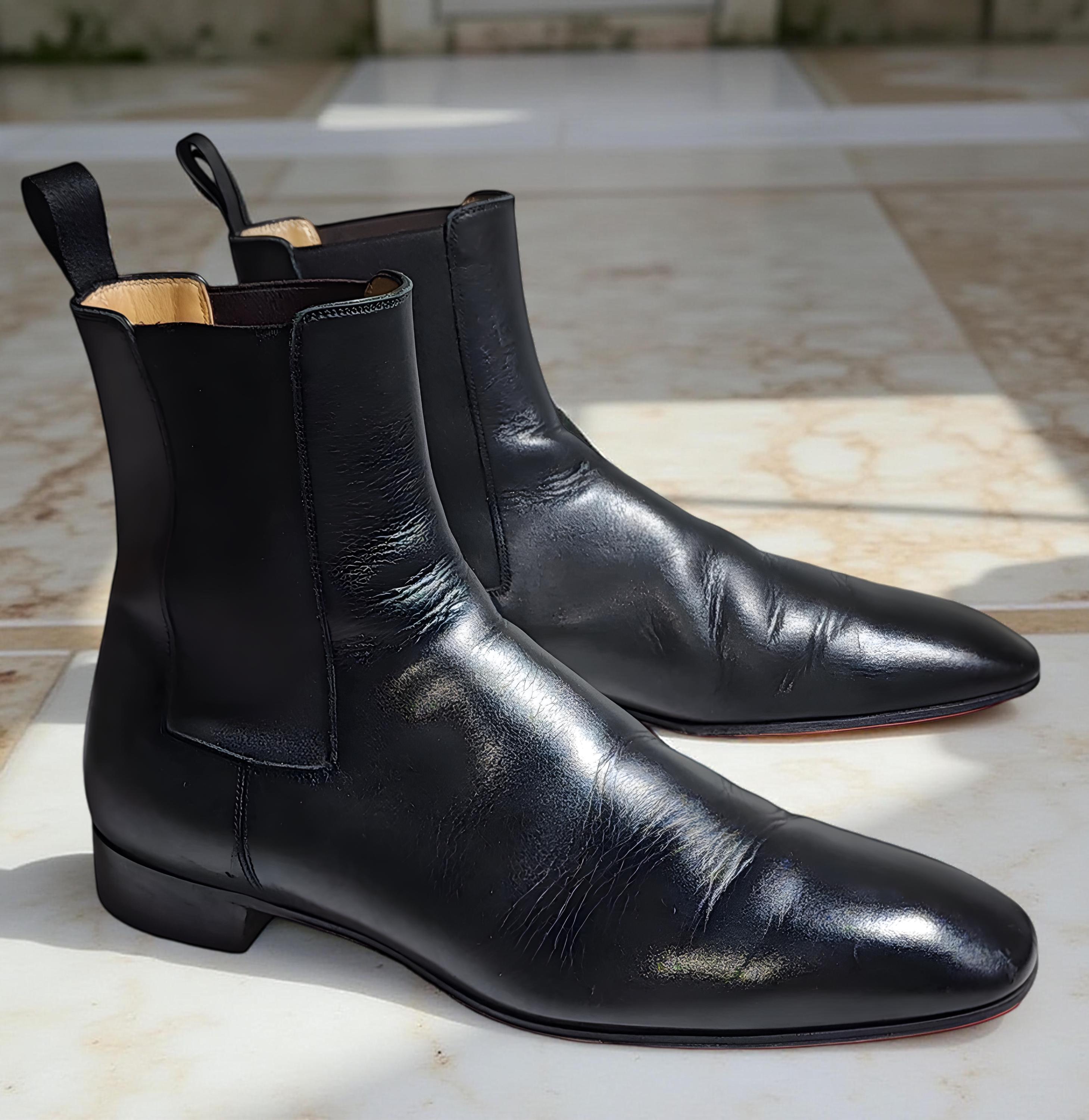 Christian louboutin mens shoes black spikes - Etsy 日本