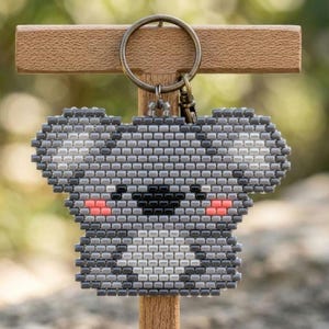 Patrón de llavero de koala con cuentas / Patrón de cuentas pequeñas en PDF / Puntada de ladrillo de animales / Hilo Miyuki Delica 11/0 Color / Tutorial de joyería con cuentas hecha a mano